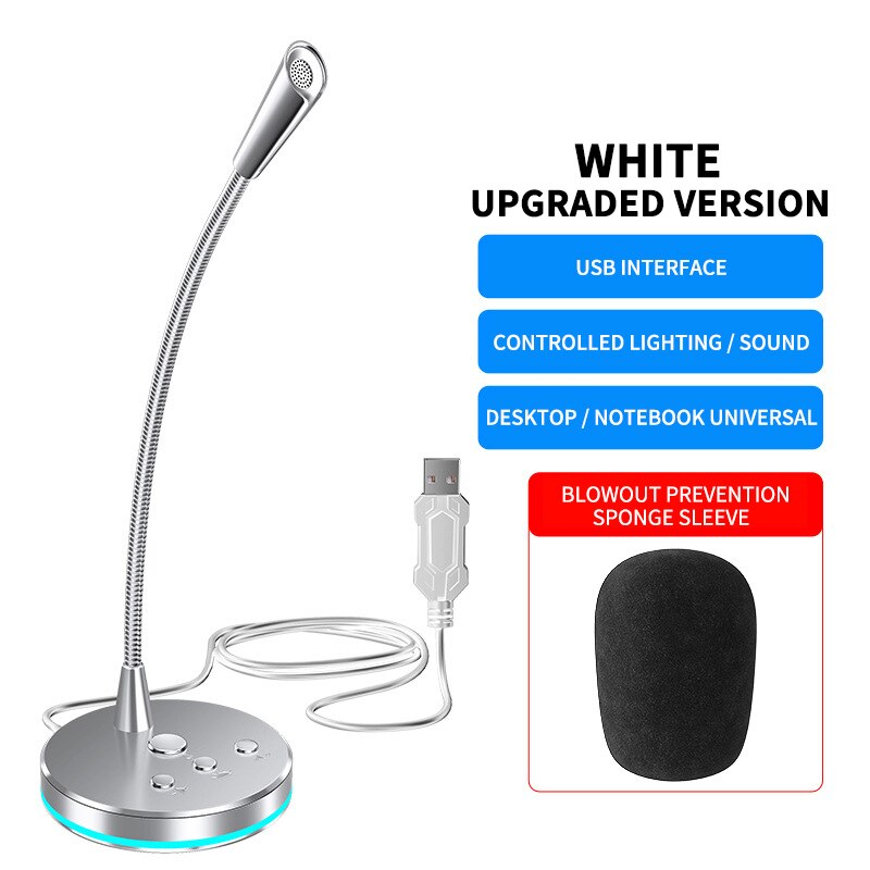 Computer Microphone 360° Adjust Freely Studio Speech Microphone Gaming Chatting Live Conference USB Microphone Desktop PC