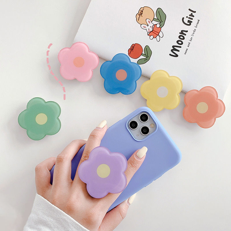 Schattige Bloem Opvouwbare Uitbreidbare Mobiele Telefoon Grip Houder Zaksteun Voor Ipones 15 Vinger Ring Griptok Uitbreidende Standaard