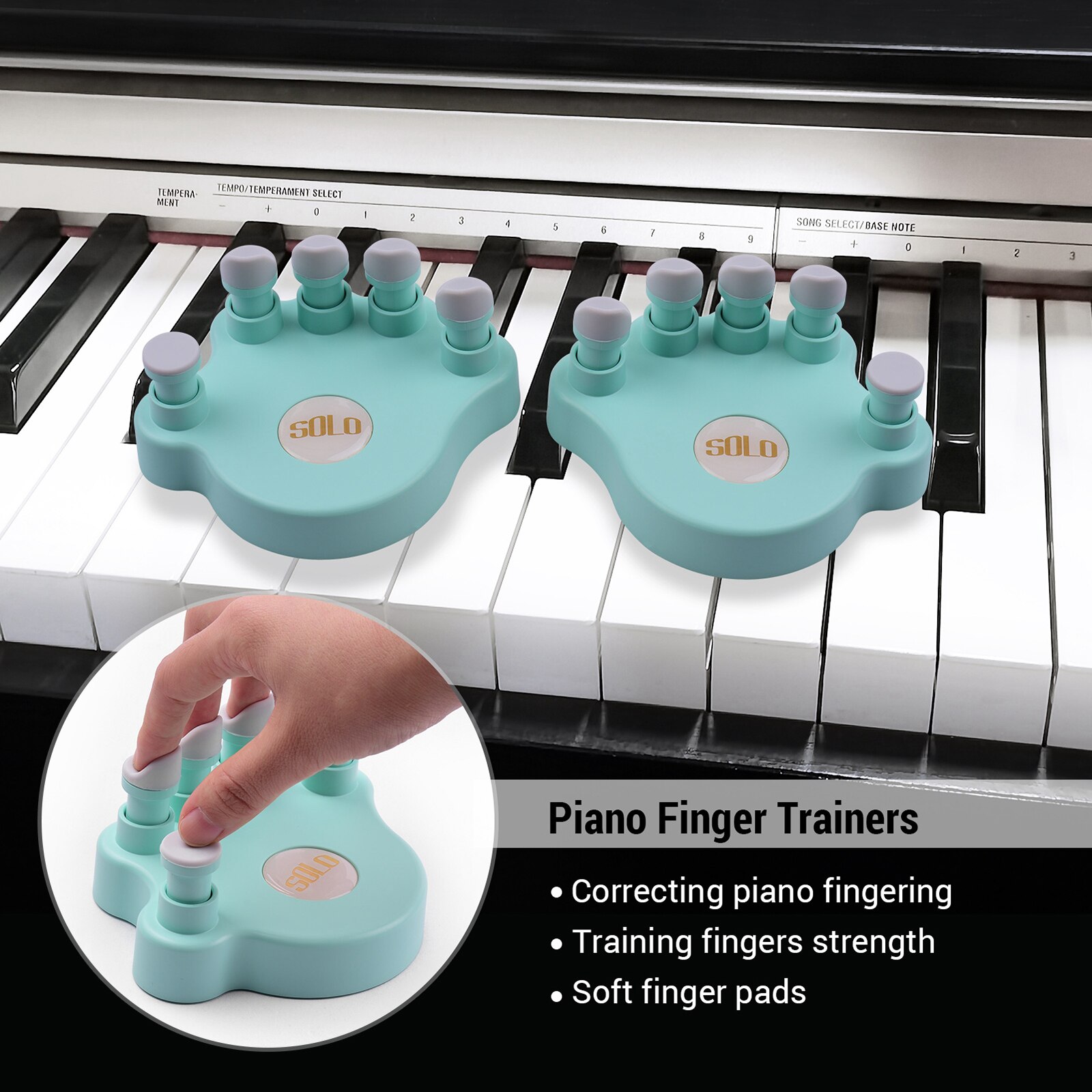 Piano Finger Trainers Strength Training Tools Finger Correctors Soft Finger Pads Piano Keyboard Finger Training 5 Round Keys