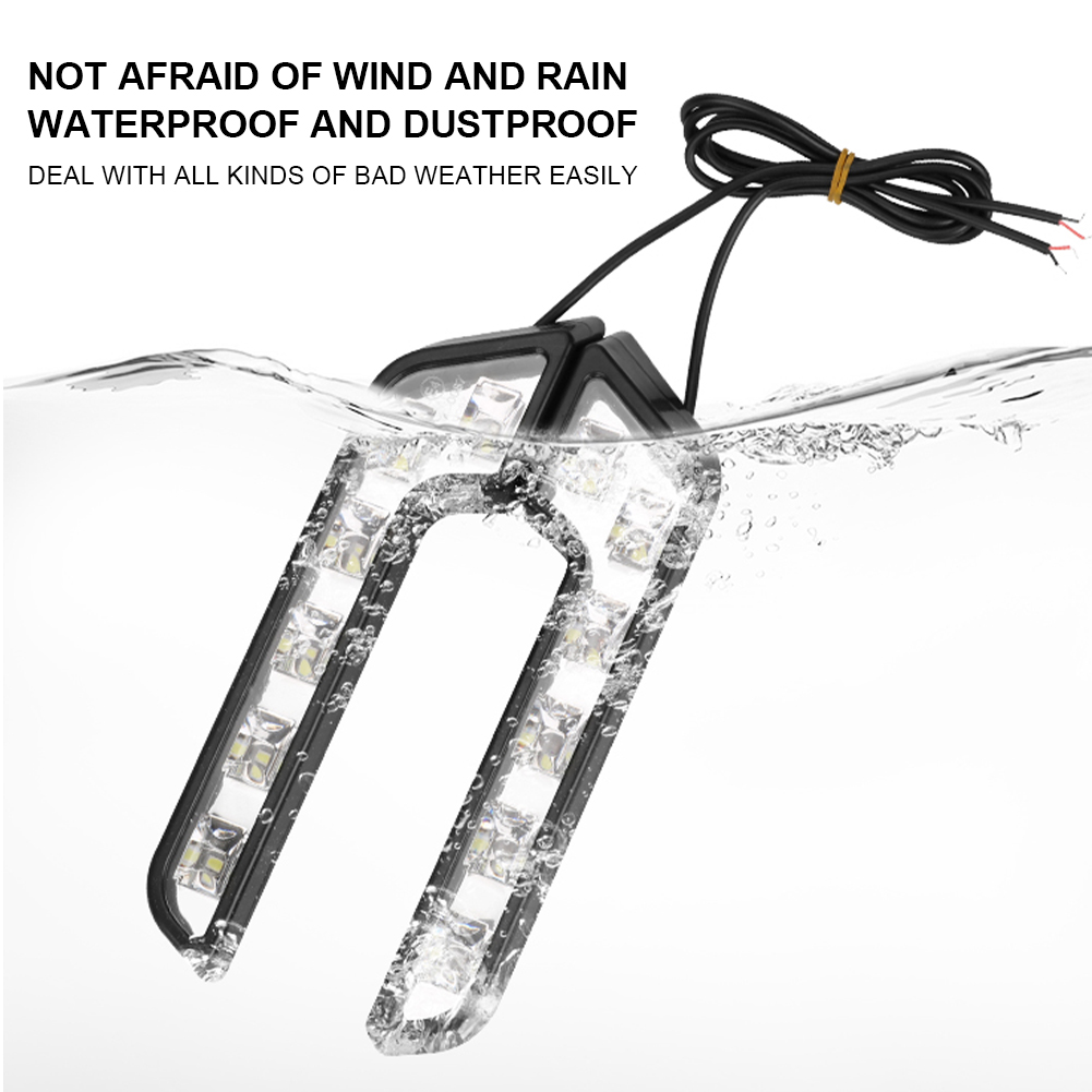 2stk LED Bil Kjørelys L-Form 180mm - 12V DRL Hvit - Tåkelys