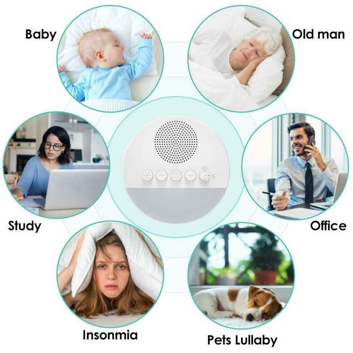 Bærbar usb genopladelig hvid støj maskine timet nedlukning søvn lyd maskine til at sove og afslapning til baby voksen