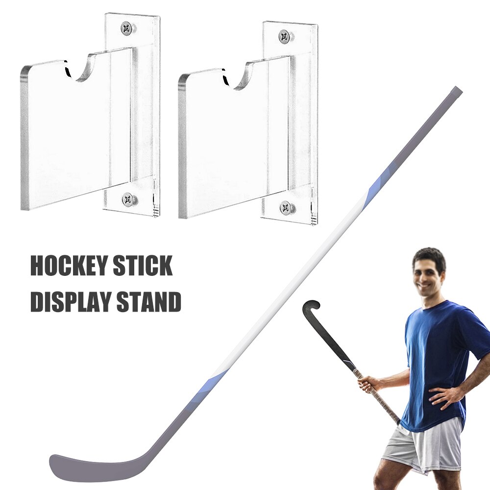 Hockey Stick Display Stand - Acrylic Wall Mount - Horizontal Hanger Holder - Clear Ice Hockey Stick Support
