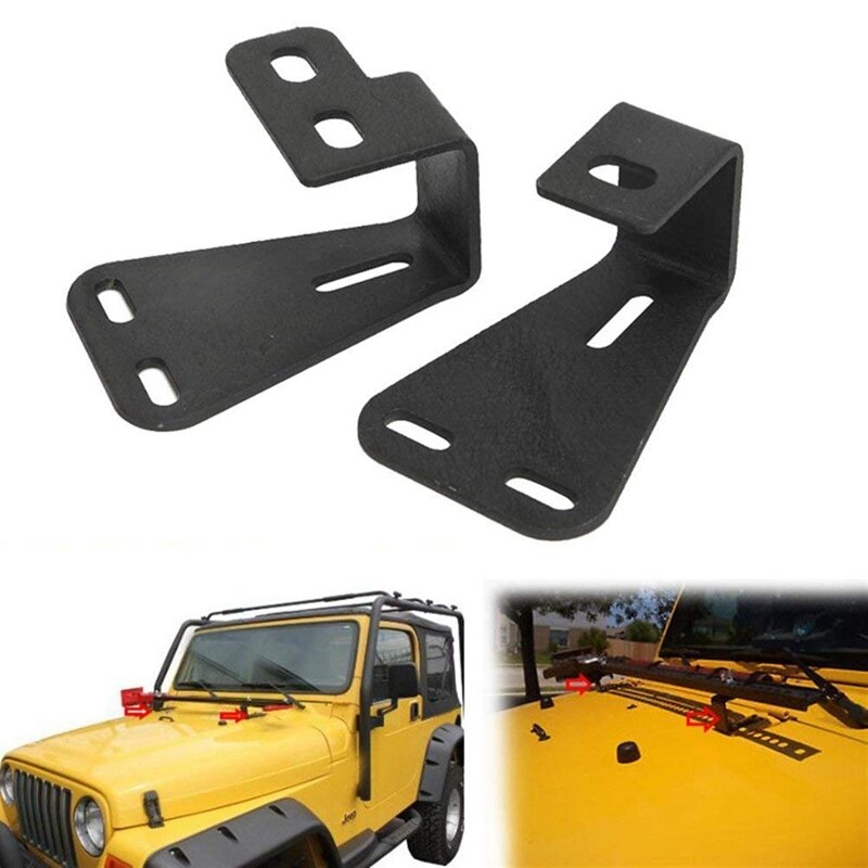 Alavente Hi-Lift Jack Mount Hood Bracket for JE-EP Wrangler CJ 1944-1986 / YJ 1987-1995 / TJ 1997-2006 (Pair, Black) by Alavente