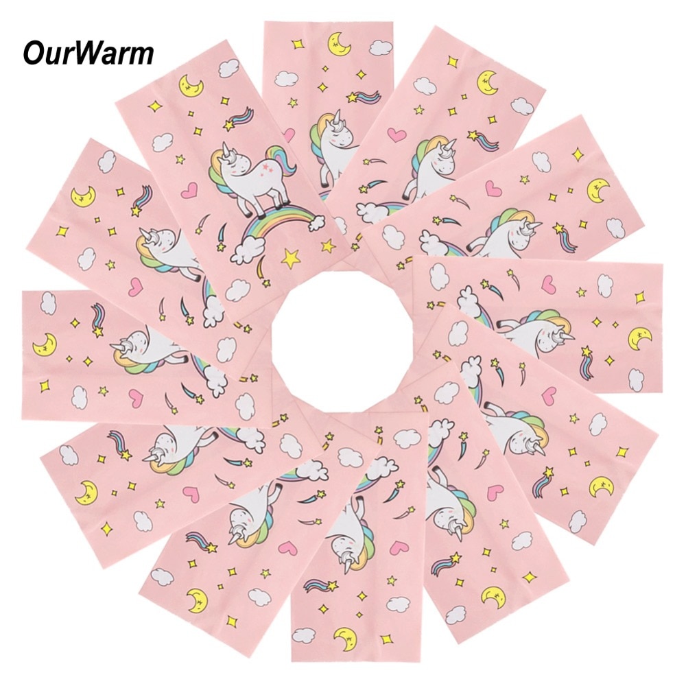 Ourwarm 12 Pcs Eenhoorn Verjaardag Papieren Zakken Eenhoorn Sparkle Candy Treat Verjaardag Tassen Voor Baby Verjaardag School Feestartikelen