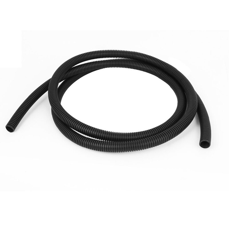 16mm OD Black Plastic Flexible Corrugated Bellow Cable Conduit Tube 2M: Default Title