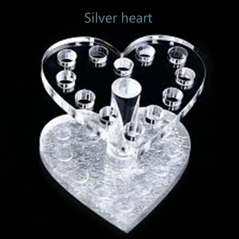 Nail thickening/thin acrylic pen holder gold and silver heart-shaped pen holder round pen holder nail tool: thick silver heart