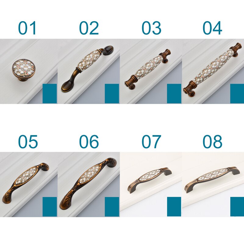 Antieke Brons Keramische Kast Handvatten Zinklegering Retro Lade Knoppen Kastdeur Meubilair Hardware Kabinet Handles