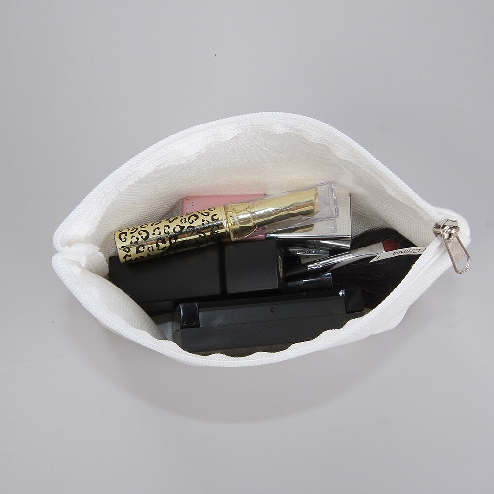 Bolsa para cosméticos de 6 pçs/lote, bolsa de algodão branco puro para faça você mesmo, com zíper, de lona