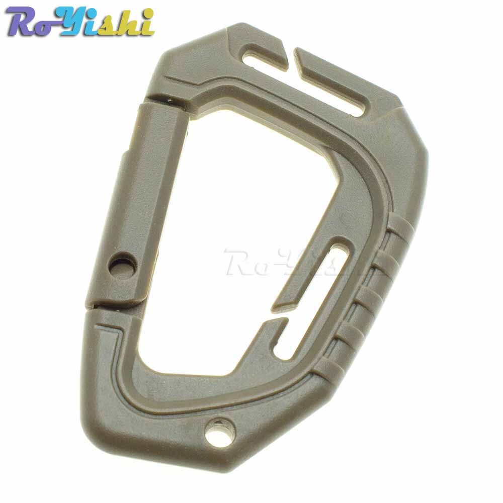1pcs D Shape 200LB Plastic Snap Clip Carabiner Mountaineering Buckle Outdoor Hanging Keychain Hook Climbing Accessories: Light Khaki