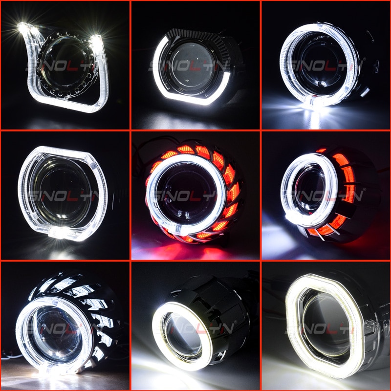Sinolyn-proyector LED de Ojos de Ángel, faro DRL, bisel de lentes, bisel de lentes, 2,5 '', H1 WST, accesorio de lente de faro bi-xenón