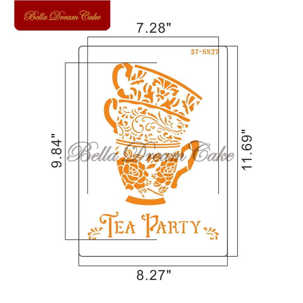 Kopp/klocka/nyckelmönster tårta stencil plast lager stenciler för gör-det-själv scrapbooking rita stenciler heminredningsmall: St -5527