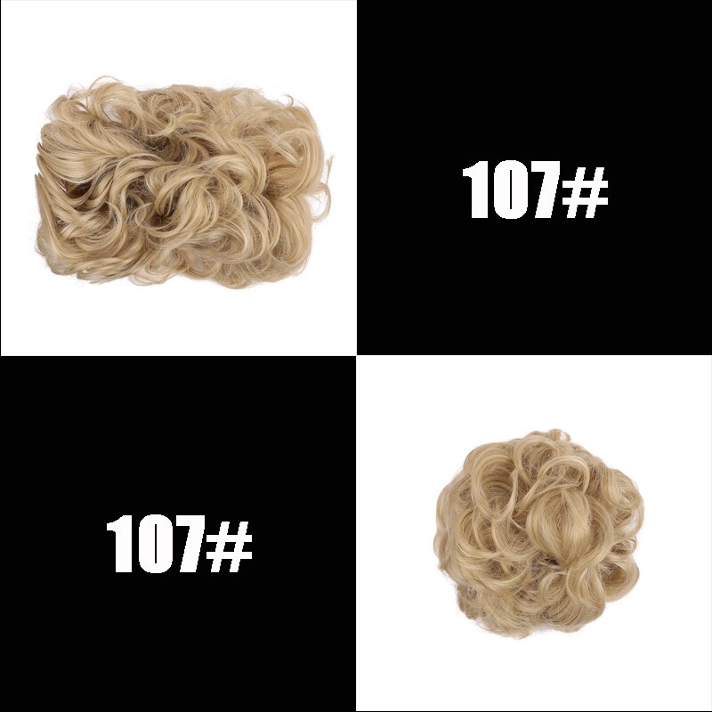 XUANGUANG-Chignon de coiffure synthétique élastique | Cheveux bouclés, rouge châtain clair noir marron, grand Chignon avec cordon de serrage, bandeau en caoutchouc: 107