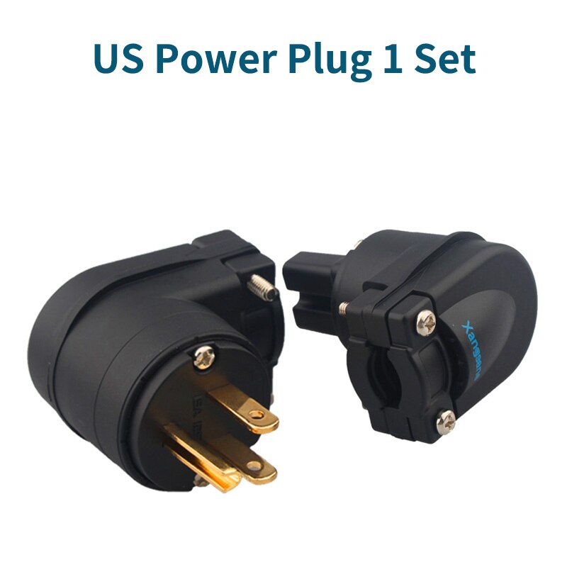HiFi Audio Power Plug Gold Plated L-shaped Copper IEC Connector EU/US/AU Power Amplifier Adapter: US Plug 1 Set