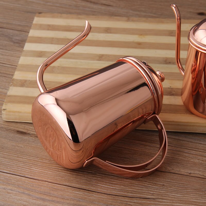 304 Stainless Steel Mirror Surface Coffee Pot Rose Gold Color High Grade Long Mouth Tea Pot Coffee Kettle 400ml/650ml