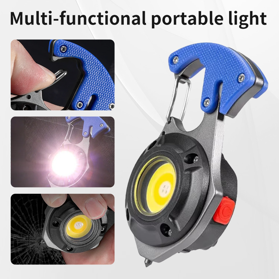 Mini genopladelig cob-lommelygte led bærbar lys udendørs magnetisk arbejdslampe vandtæt campingflaskeåbner med høj lumen