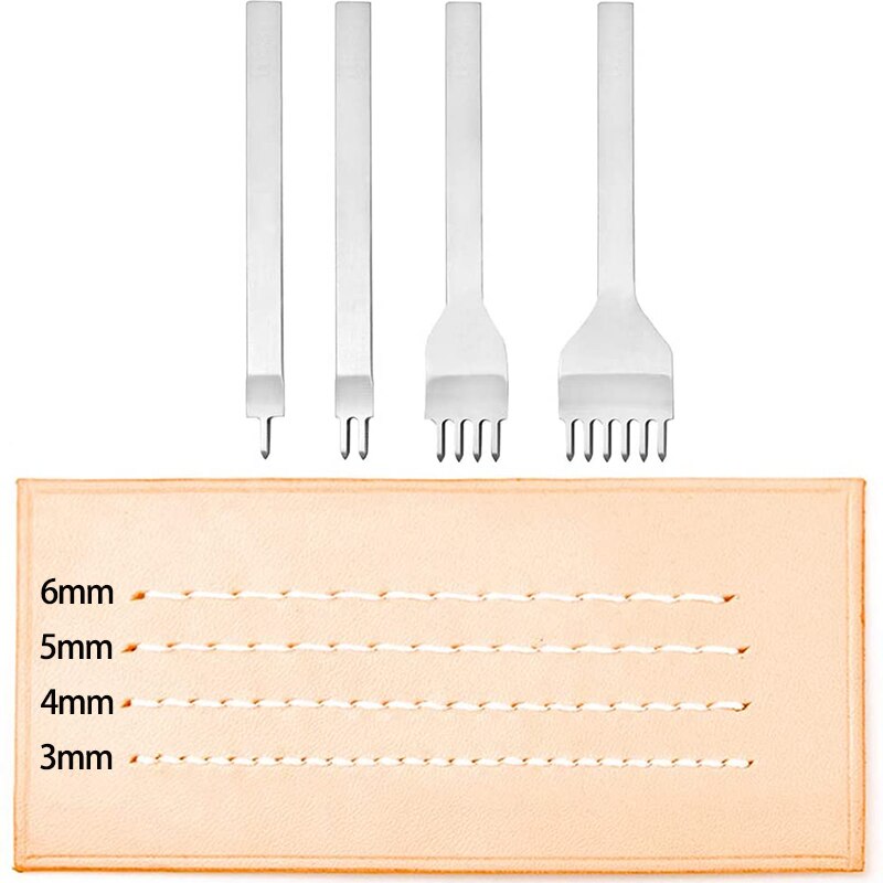 3/4/5/6mm Leather Chisel Spacing Punch Tool For Leather Hole Punches Stitching Sewing DIY Leather Craft Tools 1/2/4/6 Prong