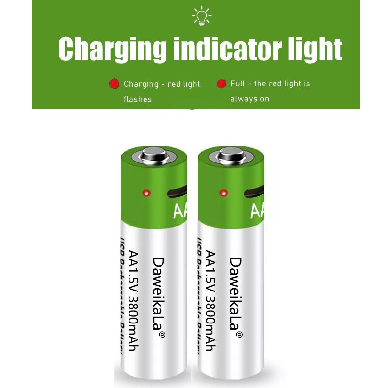Snel Opladen 1.5V Aa Lithium Ion Batterij Met 3800Mah Capaciteit En Usb Oplaadbare Lithium Usb Batterij Voor Speelgoed toetsenbord