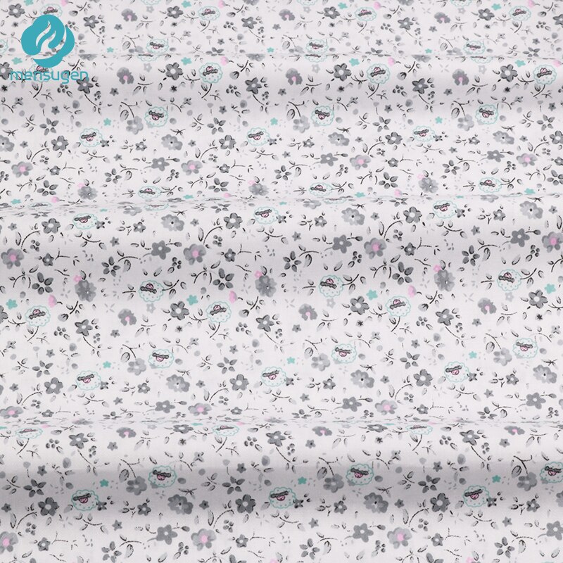Telas blancas de algodón con flores grises para vestidos, costura de ropa de cama de cuna de bebé, tela de DIY para muñecas, Material de costura