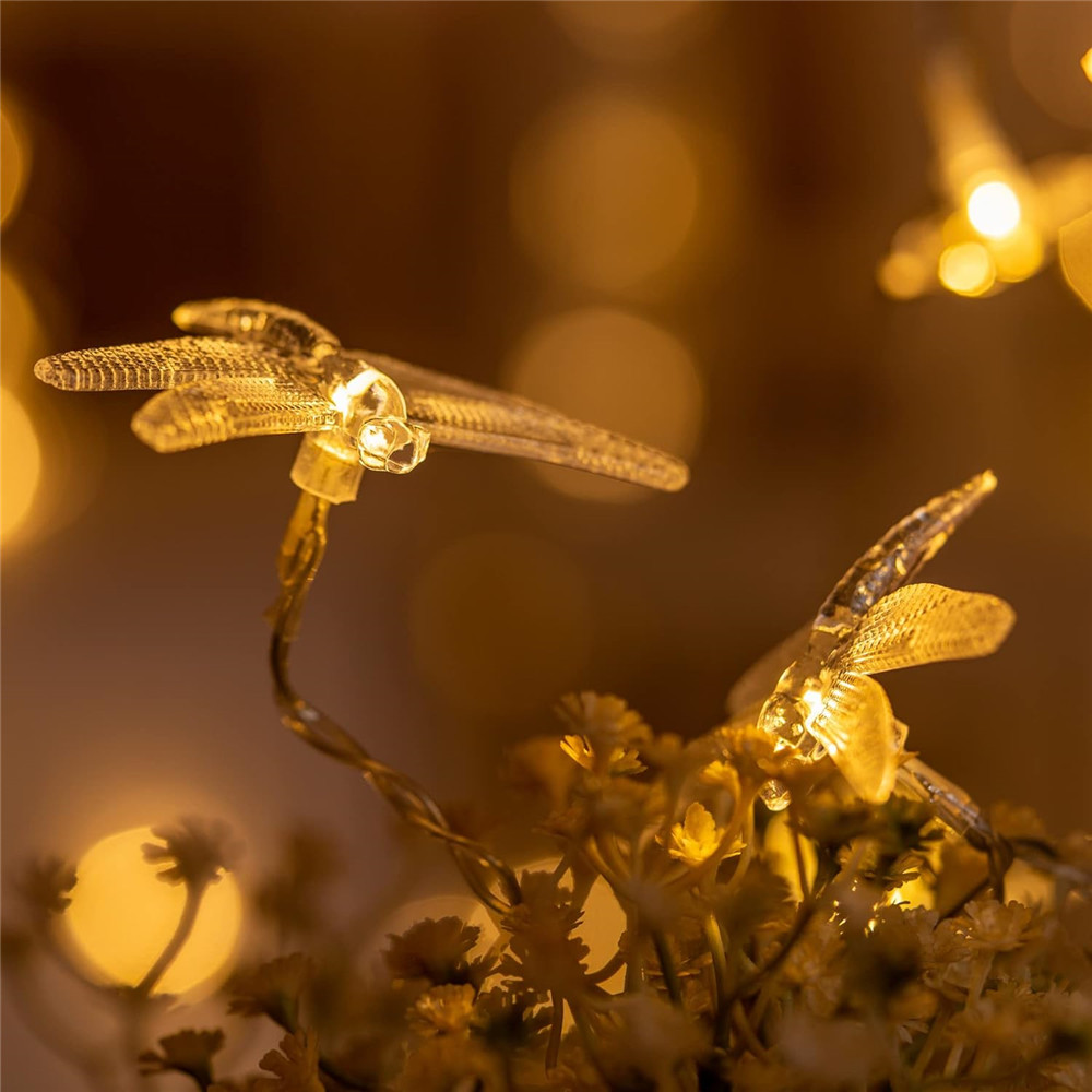Libellen-Lichterkette, 40 LEDs, dekorativer funkelnder Lichterkette, batteriebetrieben, für Schlafzimmer, Hochzeit, Weihnachtsdekoration