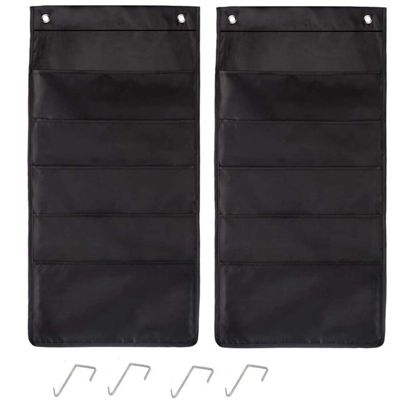 Storage Pocket Chart, 5 Pockets Hanging Wall File Organizer, Hanging Pocket Chart - Hanging Storage Organizer 2 Pack: Default Title