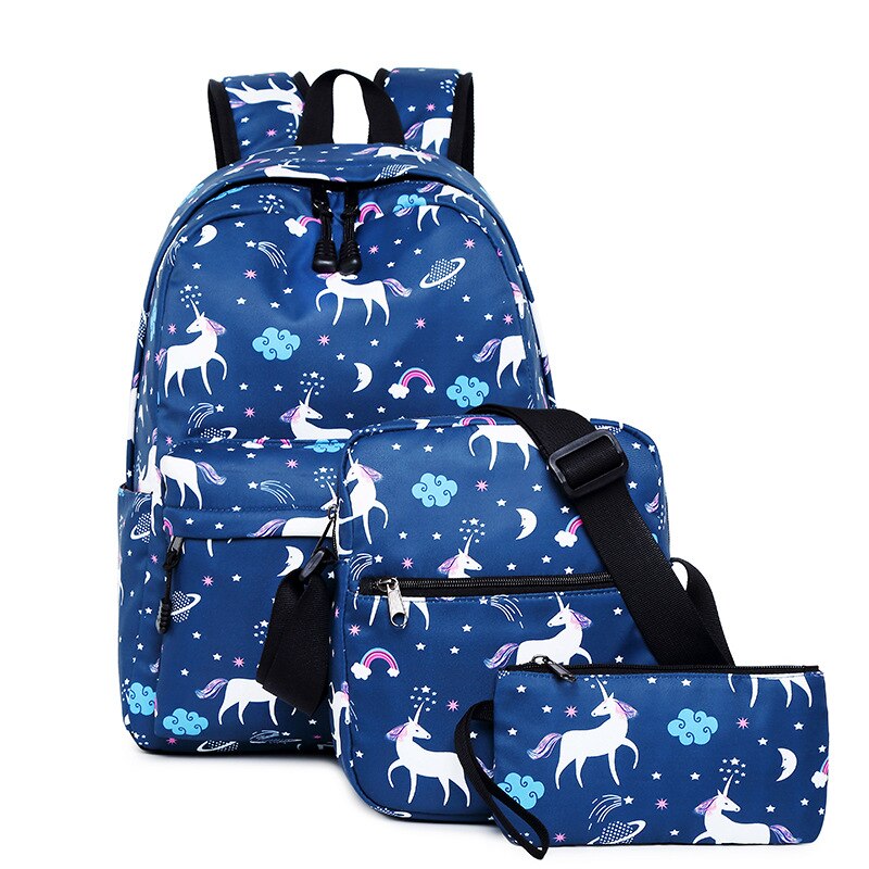 DIOMO unicorn backpack female women school bags set for girl teenagers satchel female animal bagpack kids crossbody bag child