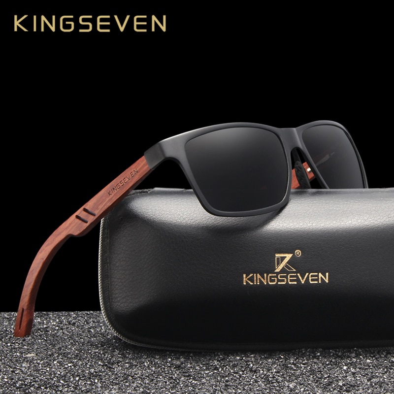 KINGSEVEN Handmade Bubinga Wooden Men's glasses Polarized sunglasses Women Mirror Lens Sun Glasses Driving Eyewear