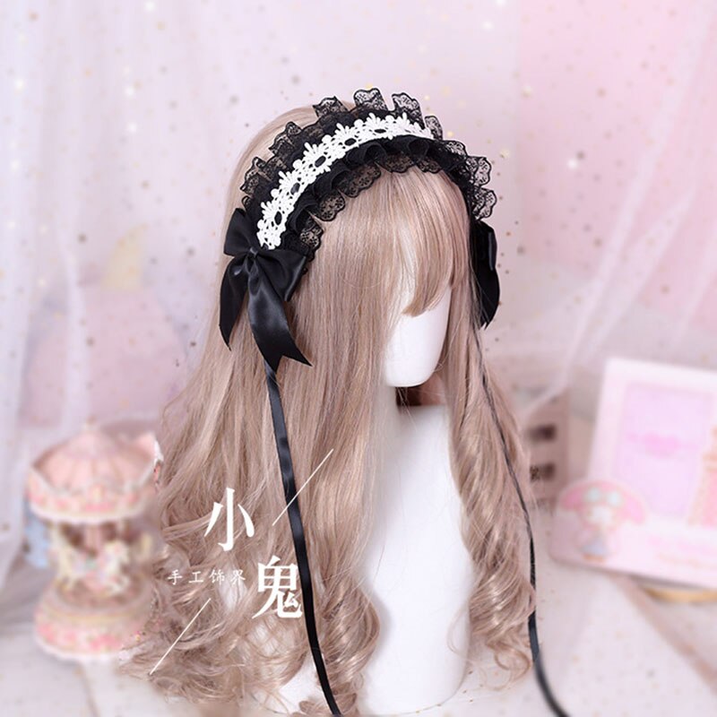 Lolita headdress Lolita accessories Japanese style dark sweet lace hair accessories Maid headband gothic lolita