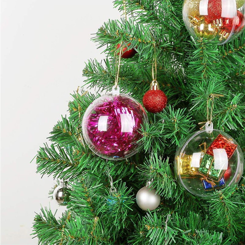 10 pièces boule transparente de noël en plastique de noël boîte de boule ouverte boule ornement fête décoration de la maison bricolage