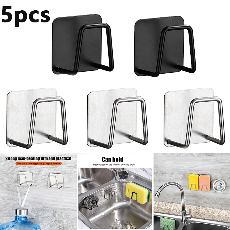 Support Auto-Adhésif pour Éponges de Cuisine, Égouttoir en Acier Inoxydable 304, Accessoires pour Évier