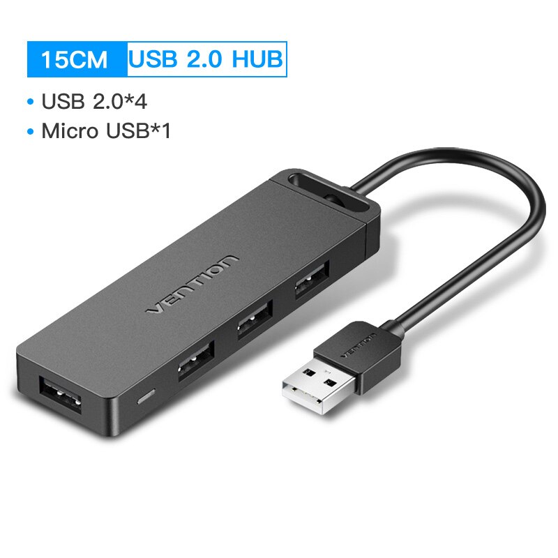 Drag Usb Hub Usb 2.0 4 Poorten Draagbare Otg Hub 480Mbps Usb Splitter Met Micro Usb Power Voor Apple macbook Laptop Usb 2.0 Hub: Upgraded-15CM