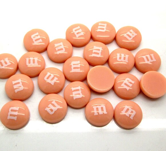 50Pcs 14mm Mixed Resin Decoration Crafts Letter M Bead Flatback Cabochon Scrapbook DIY Accessories Buttons: Water Red