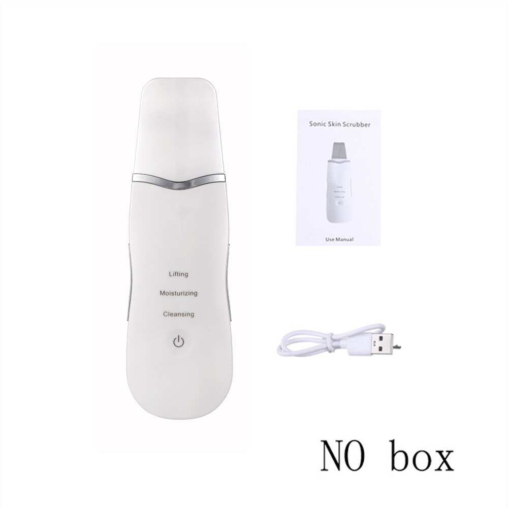 Ultrasonic Skin Scrubber Skin Ultrasonic Cleaning Peeling Extractor Facial Lifting Peeler Deep Cleaning Beauty Apparatus: White NO box