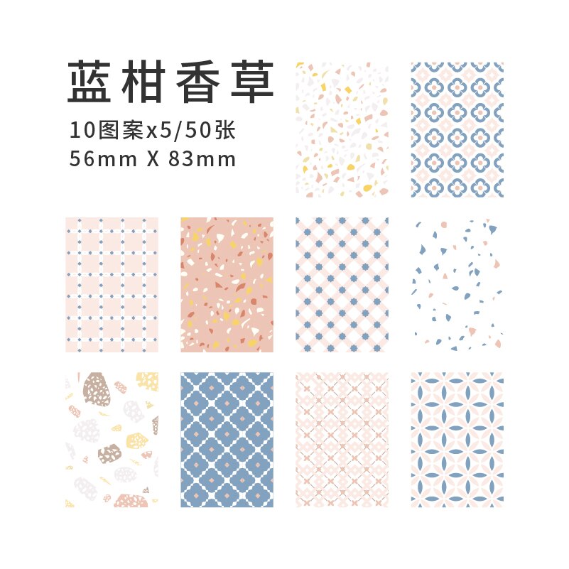 50 stücke Scrapbooking Material Papier Blumen Anlage Brief Blatt Grid Dekoration schreibwaren koreanische decor notebooks Tagebuch Album: J