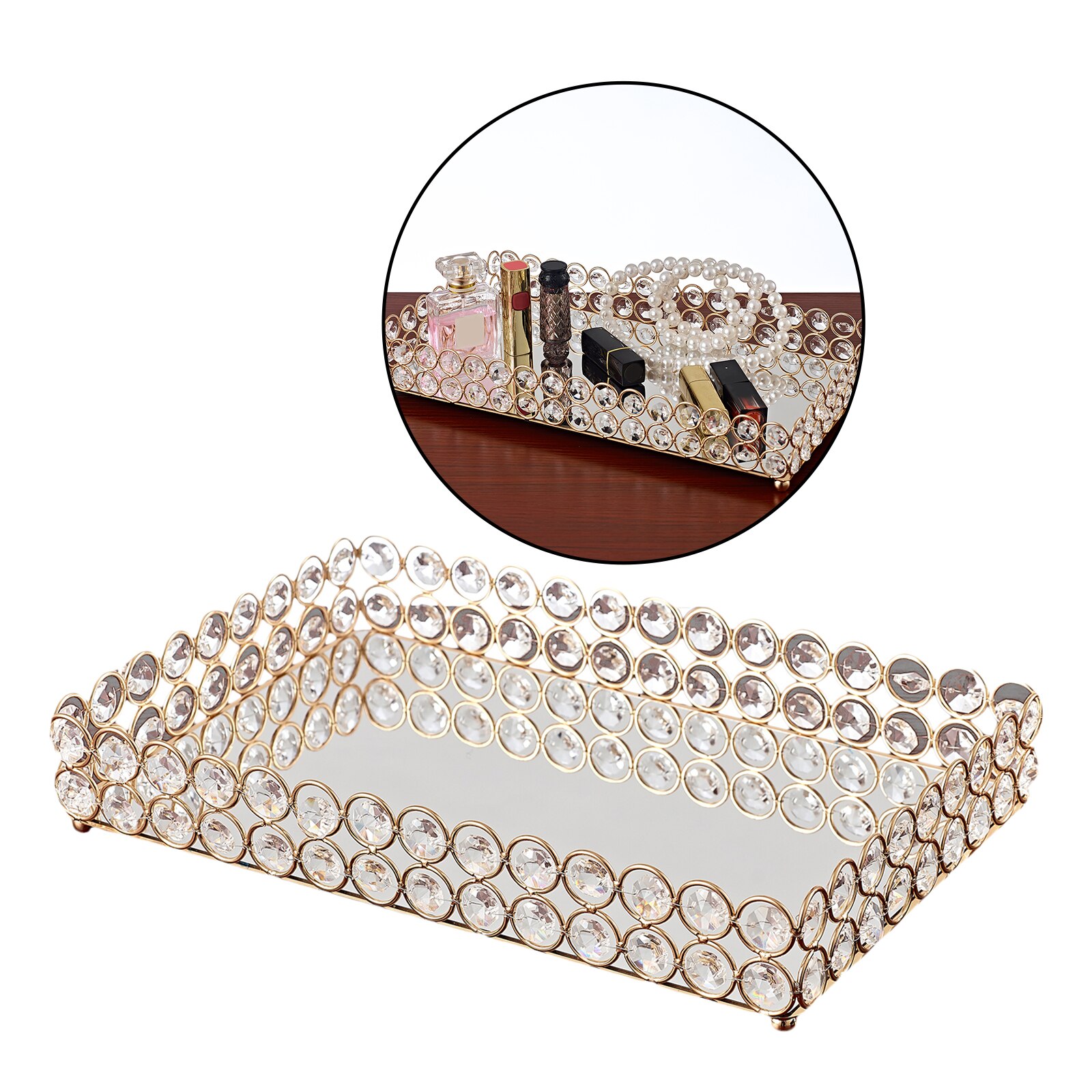 Miroir or verre bougie support de plaque commode vanité plateau parfum affichage