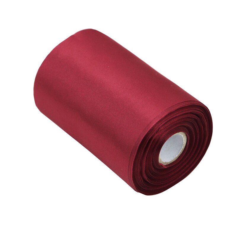 (20 meter/rol ) 100mm enkelzijdig satijnen lint band decoratie kerstlint kant: Bordeauxrood