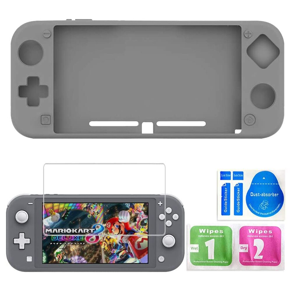 Caso para nintendo switch lite, interruptor lite acessórios da pele kit luz protetora magro capa de silicone escudo protetor: Grey