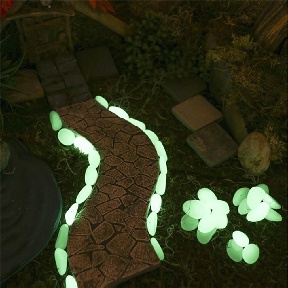 100 pçs decoração do jardim pedras luminosas brilho no escuro decorativo seixos ao ar livre tanque de peixes decoração aquário seixo rochas