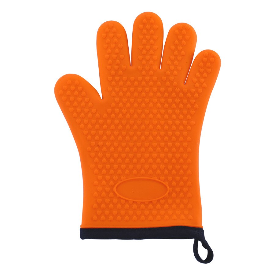 1 stk anti-skoldning silikone handsker mikroovn luffer madlavning bagning bbq grill grydelapper varmebestandige skridsikre køkkenhandsker: 1 stk orange