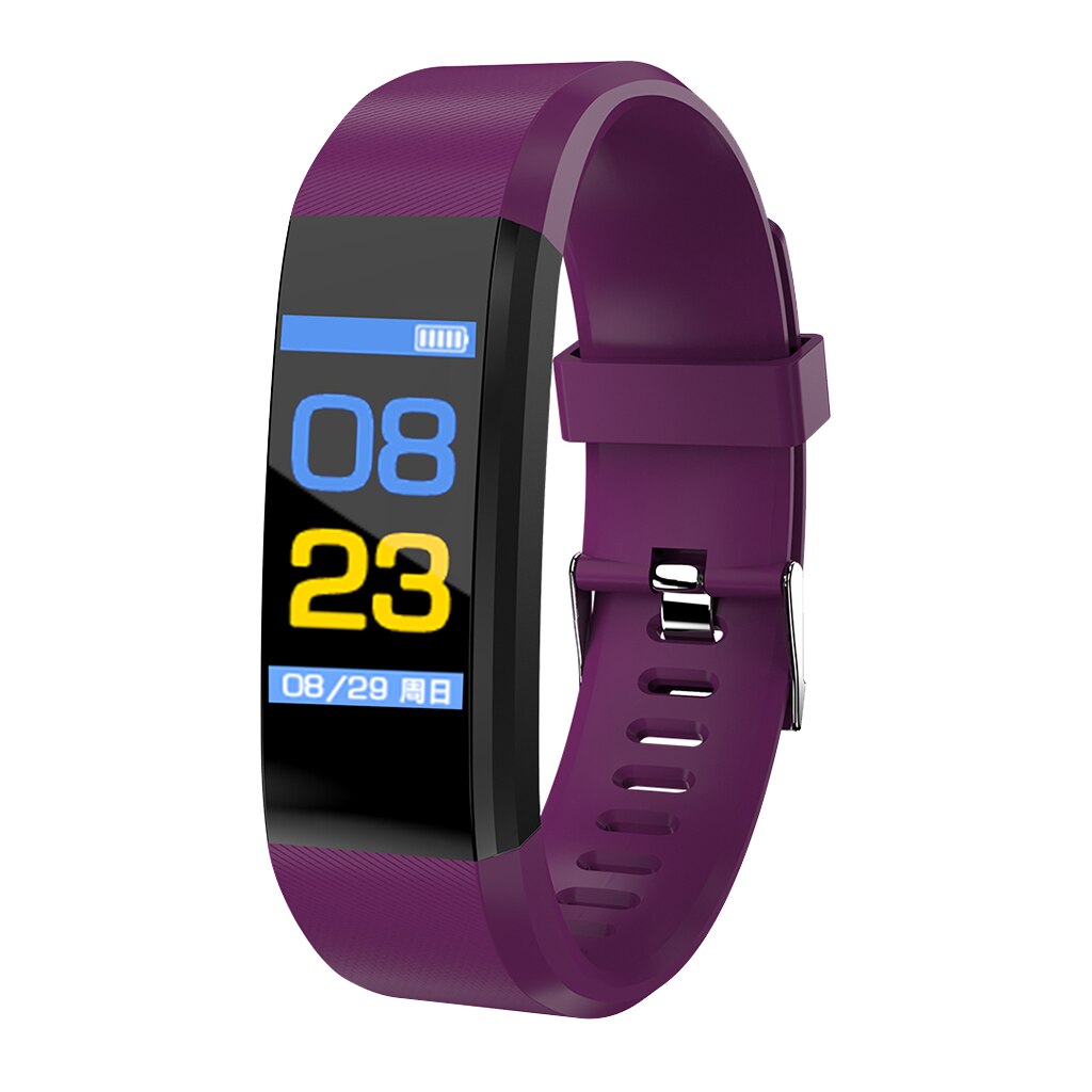 0.96" 115Plus Plastic Smart Tracker Wristband Bluetooth Passometer: Purple
