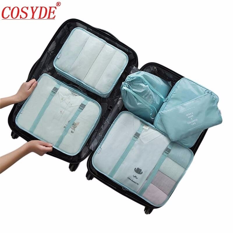 6Pcs Polyester Clothes Organizer Bag Set Travel Organizer For Shoe Clothing Organizador Cube Packing Package Travel Accessories