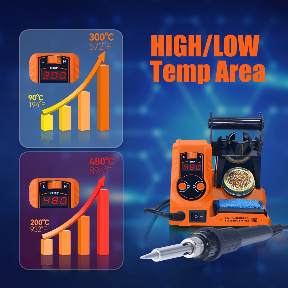 Silverflo 926portato VI saldatore elettrico stazione di saldatura digitale temperatura regolabile saldatore strumento di riparazione saldatura SMD