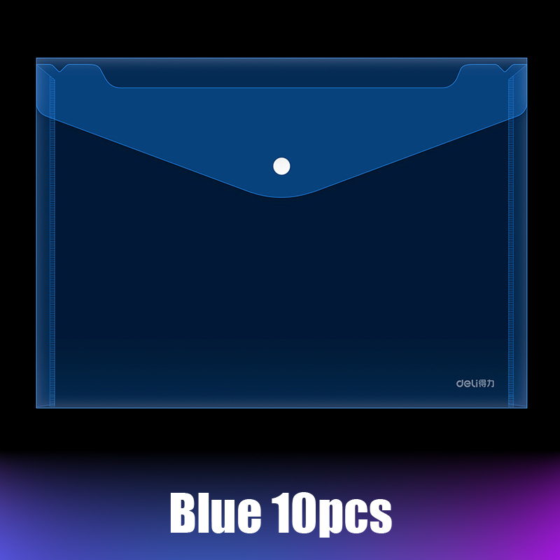 10 Transparent File Bag A4 Thicken Document Snap Bag Card Bills Clips Production Data Storage Folder Waterproof Plastic: Blue