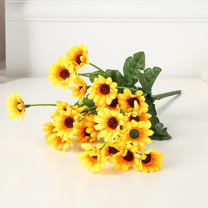 Home Decoration Single Bottle Bundle of Small Dried Flower Wedding Set Photography Props Plastic Sunflower Sunflower Imitation F: Small Sunflowers