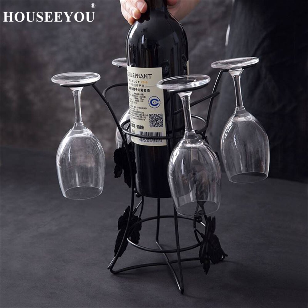 2in1 Red Wine Rack Glass Cup Holder Party Glasses Bottle Display Storage Stand Stemware Shelf Champagne Bar Drinking Organizer