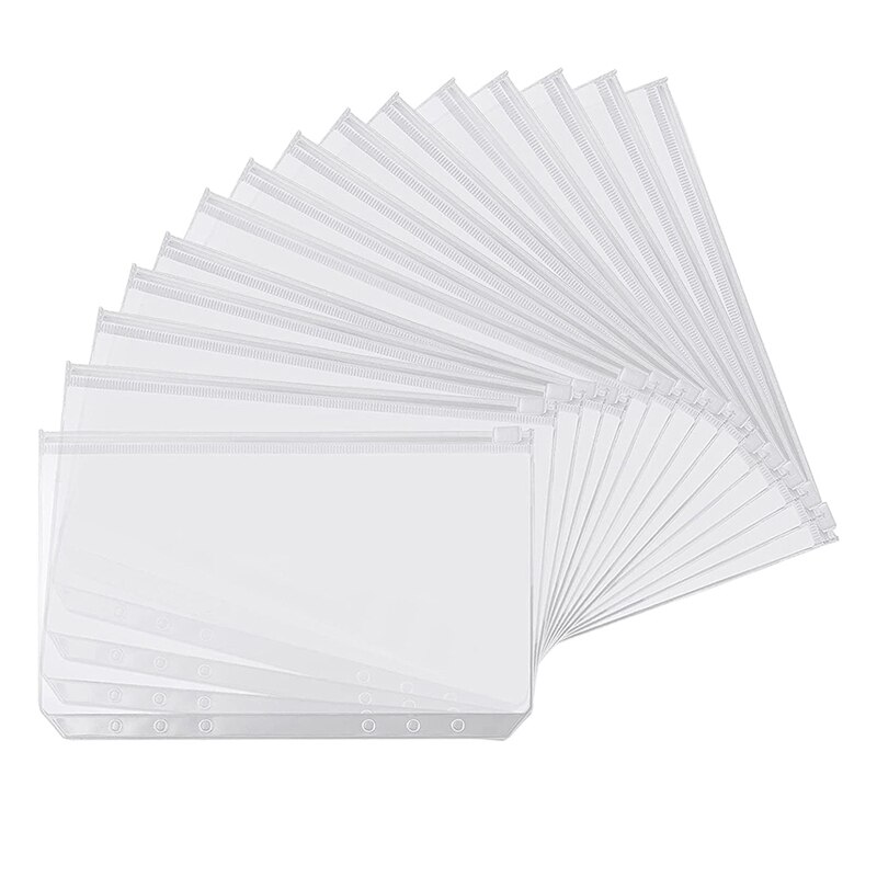 Pochettes De Classeur A6 En Pvc Transparent, Pochettes À 6 Trous, Dossier À Fermeture Éclair