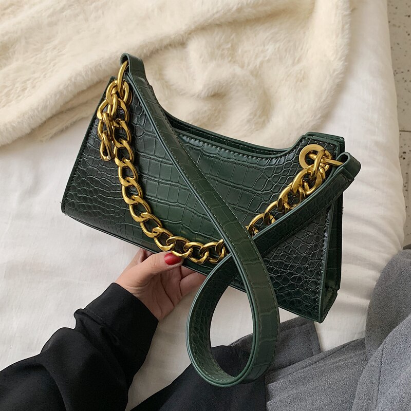 Casual alligator ketting handtassen dames krokodillenpatroon schoudertassen dames pu leren okselpakket dames handtas clutch