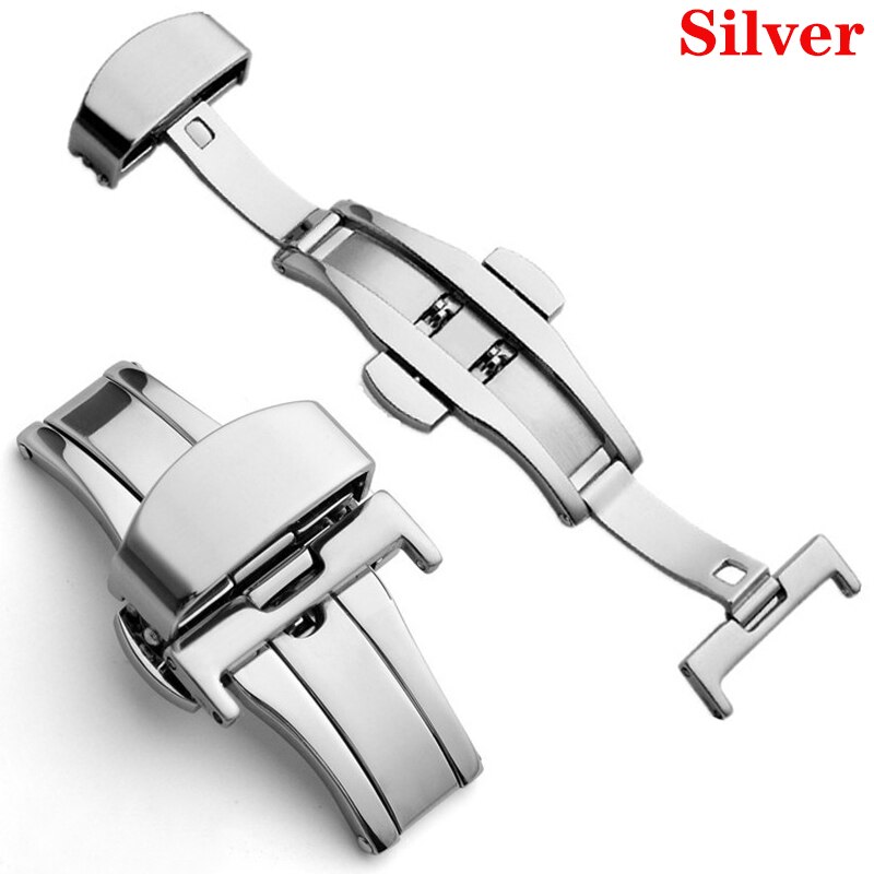 Hebilla plegable para reloj, correa de reloj de mariposa con doble clic, cierre de presión, botones de 14/16/18/20/22mm, accesorios para hebillas de reloj