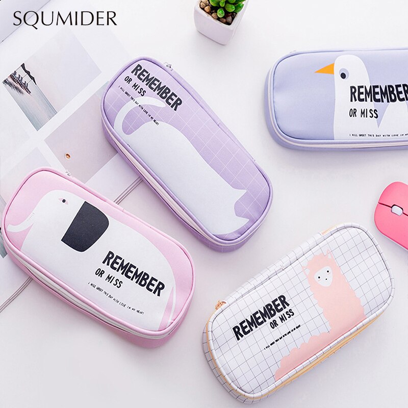 Estuche de lápices de animales para niñas y niños, bolso pluma dibujos , bolsa con cremallera de gran capacidad, suministros de papelería escolar