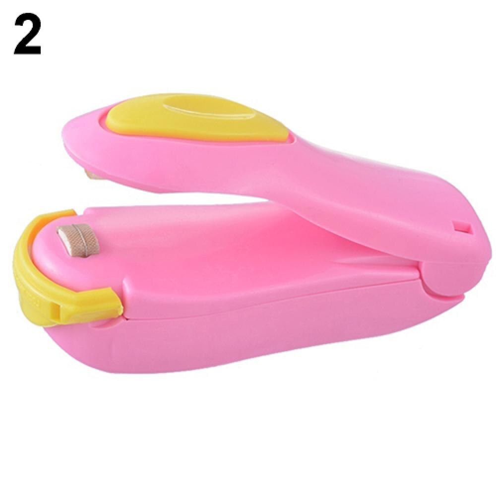 1 Pcs Mini Bag Sealer Kitchen Tools Magic Cute Heat Sealing Machine Impulse Sealer Seal Packing Sealer Plastic Bag bag clips: Pink