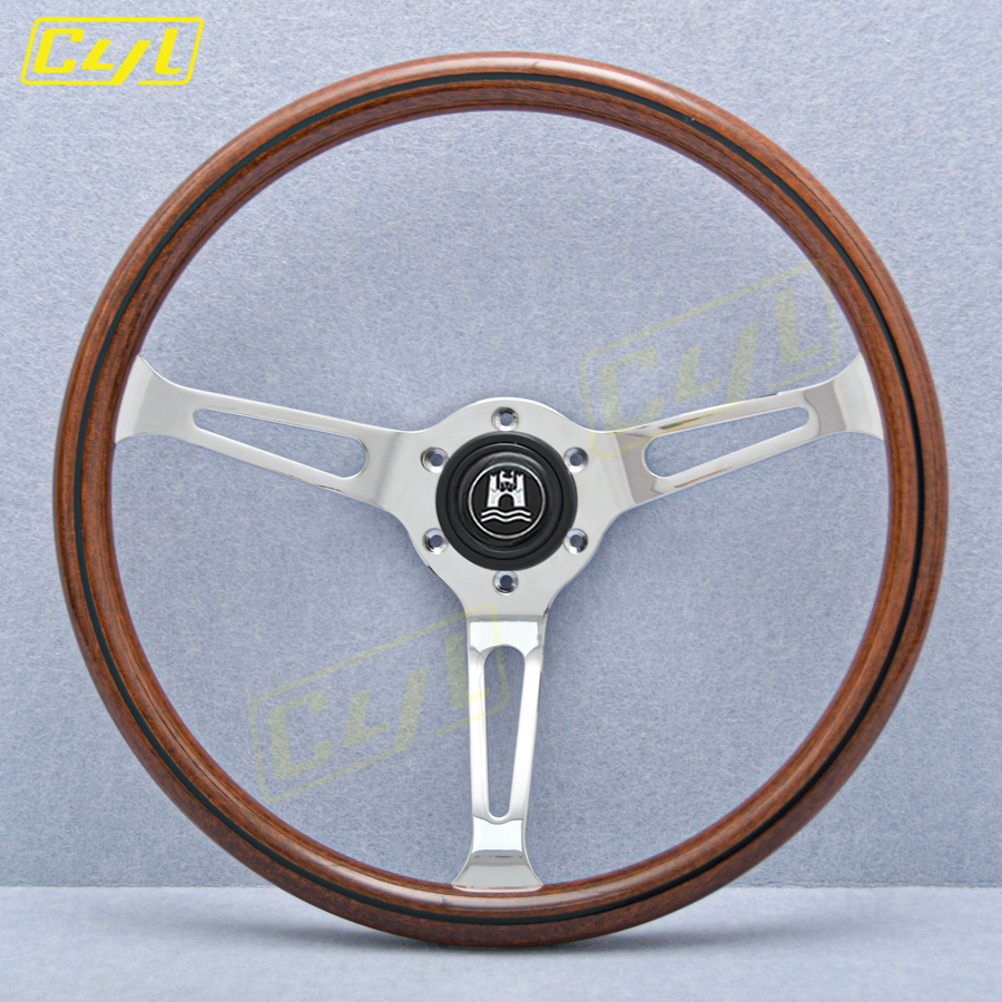 15 Zoll 380 mm Universal- retro Auto Holzfilm Lenkrad Klassisches Jahrgang Holz Sportlenkrad: Rosa